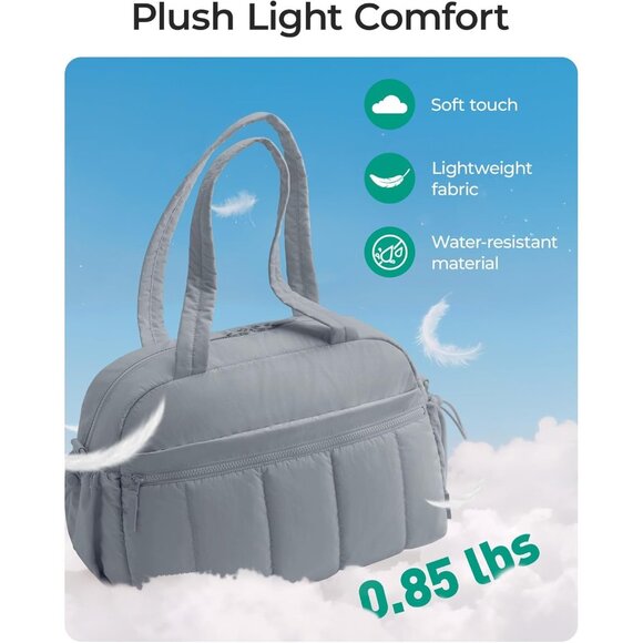 Women Gray Lilac Imported Lightweight Water Resistant Travel Gym Carry On Bag - Picture 4 of 7